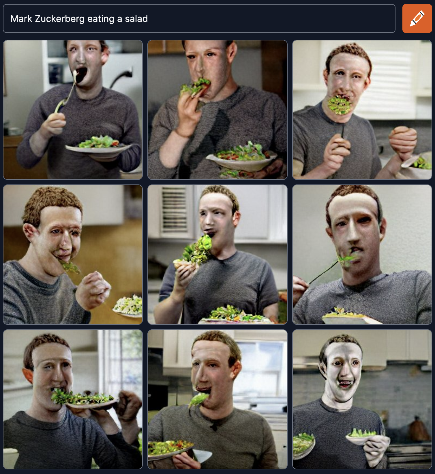 Mark Zuckerberg eating a salad